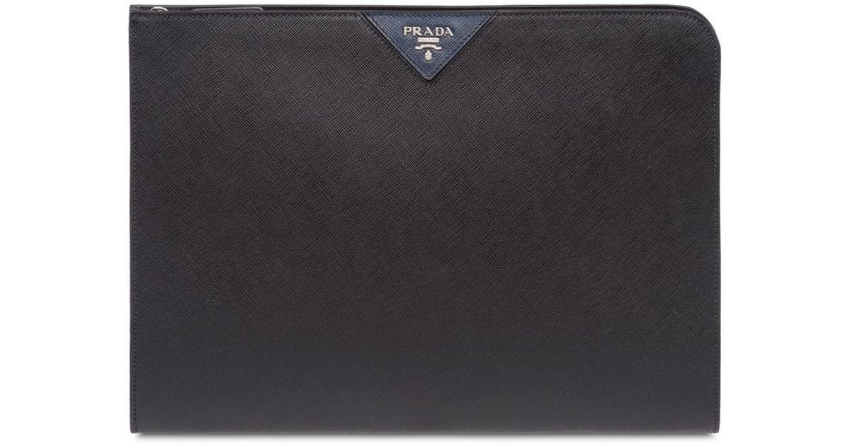 Prada Logo Document Holder in Black for Men Lyst