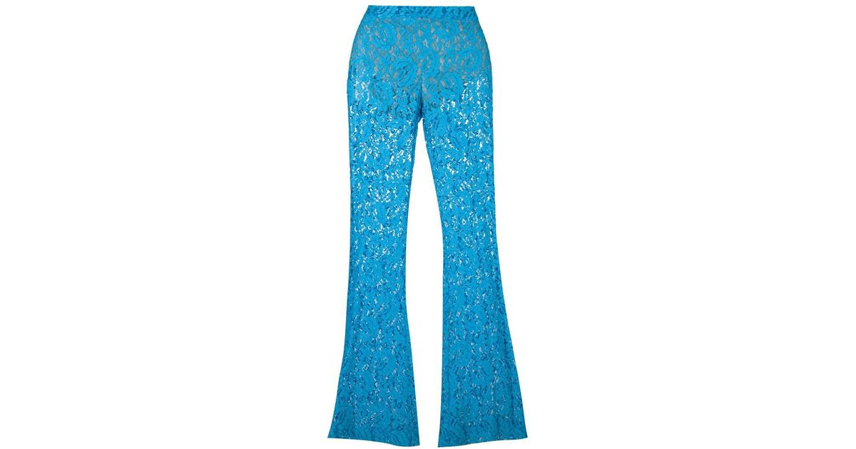 Moschino Flared Lace Trousers in Blue 