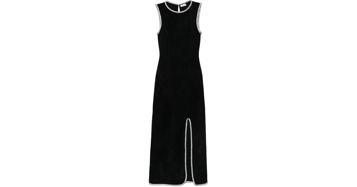 Sandro Embellished Split Maxi Dress in Black | Lyst UK