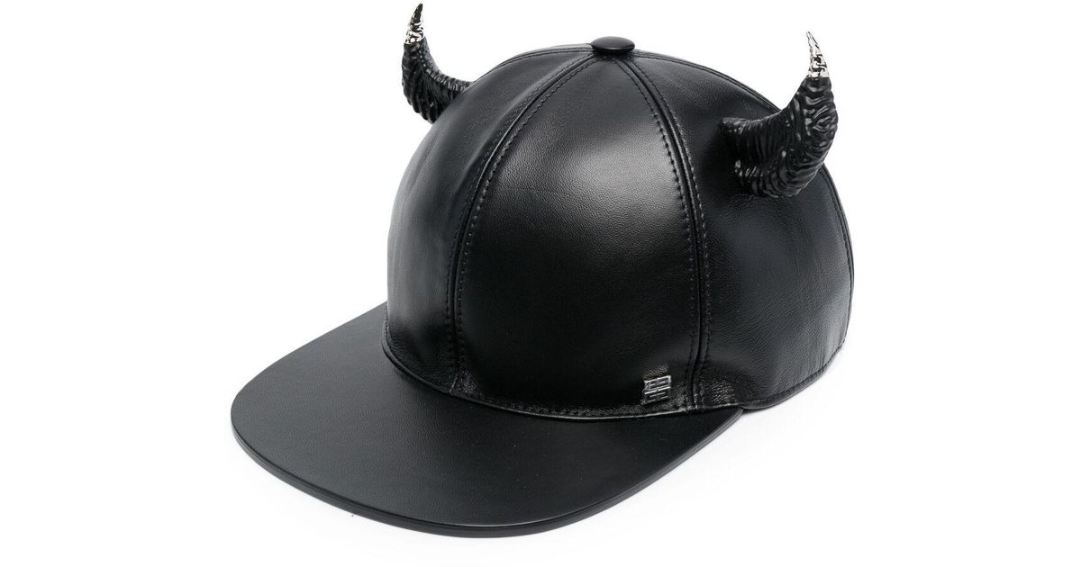 Givenchy Horn-detail Leather Cap in Black for Men | Lyst