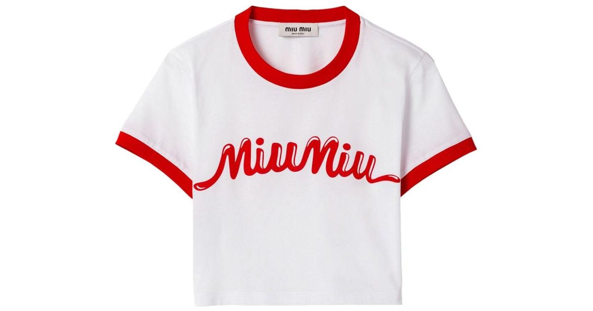 【国内送関税込】MIU MIU☆ロゴ ストライプ Tシャツ Light Blue/blue Striped Cotton Shirt | Miu Miu