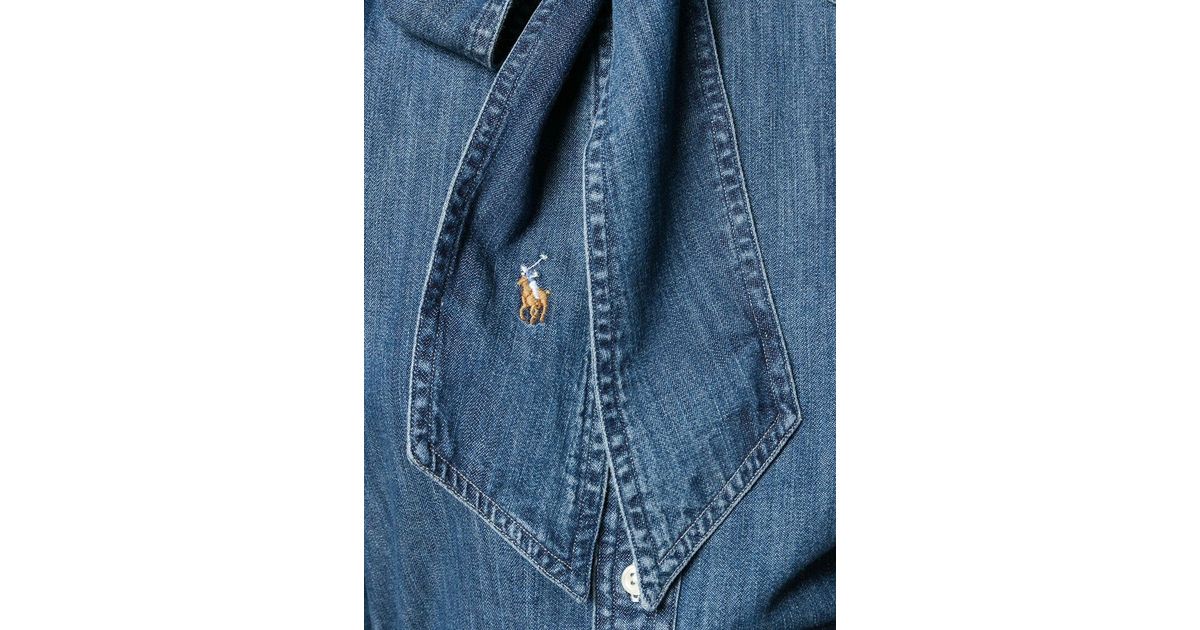 Chemise en jean à col lavallière Polo Ralph Lauren en coloris Bleu | Lyst