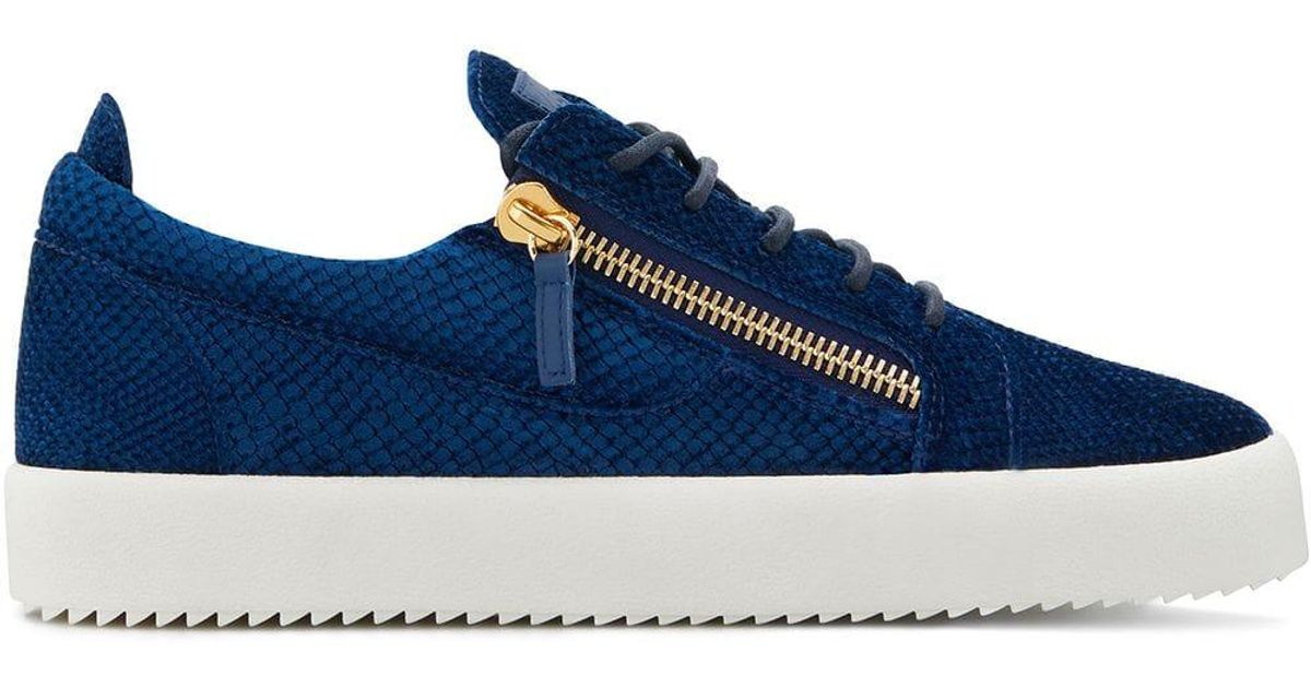 Giuseppe Zanotti Frankie Velvet Sneakers in Blue for Men - Lyst