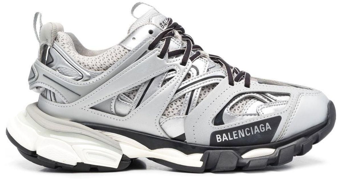 Balenciaga Track Panelled Chunky Sneakers in Silver (Metallic) | Lyst UK