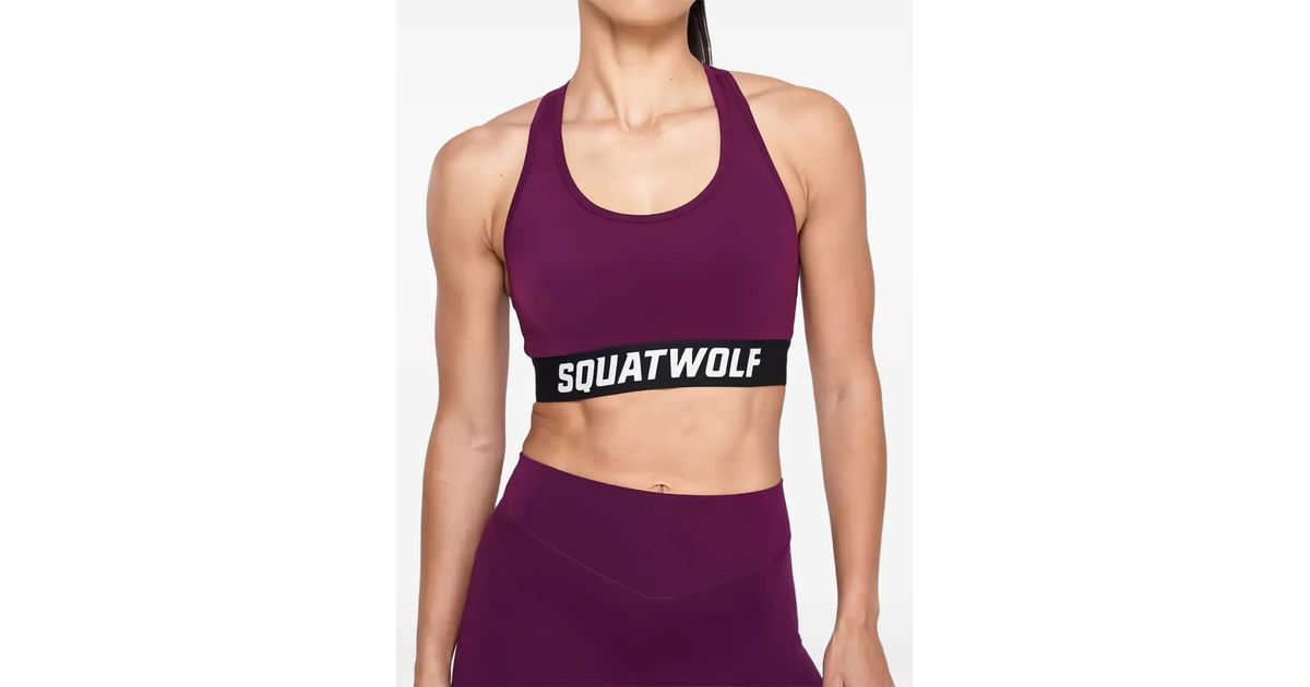 SQUATWOLF Racerback Logo-detail Sports Bra in Purple | Lyst UK