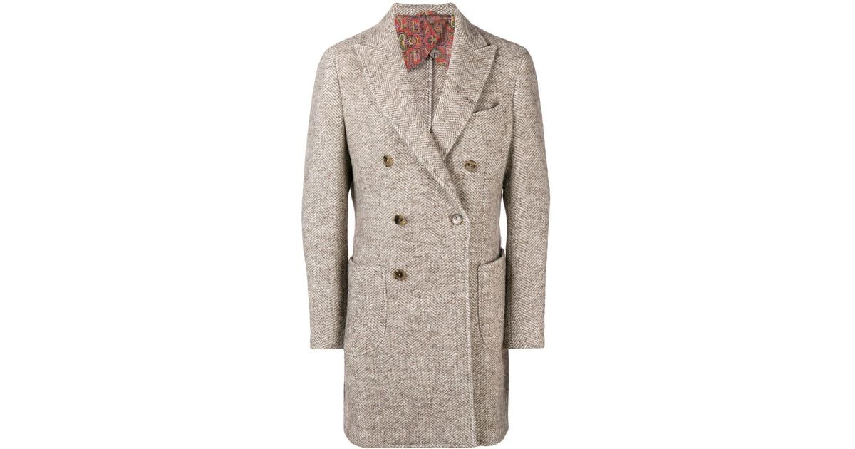 herringbone double breasted overcoat