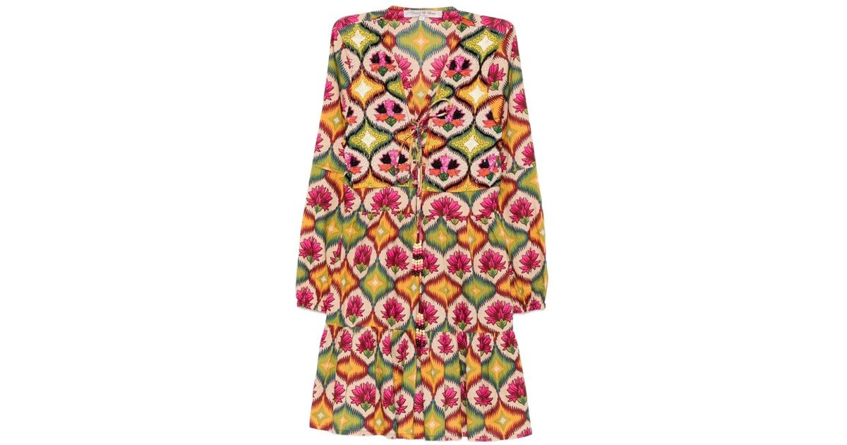Connor Ress CONNOR & BLAKE Sequin-Embellished Geometric-Print Mini Dress in White ...