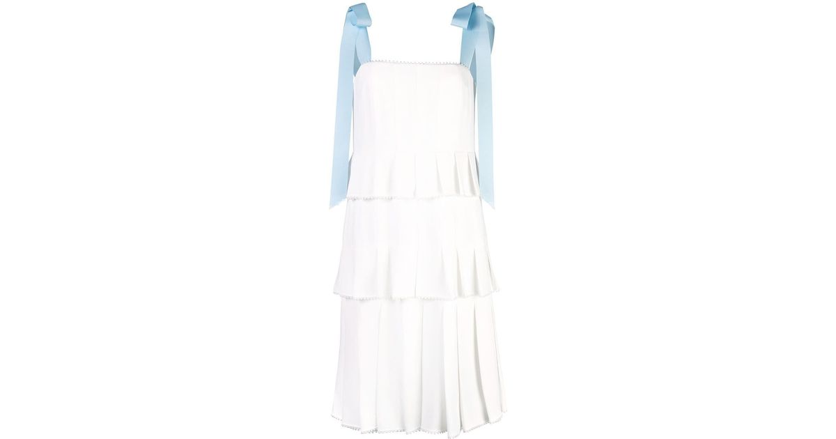 carolina herrera white dress with blue straps