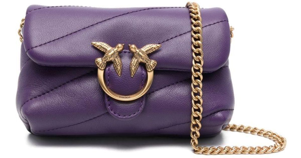 Bolso Pinko De Satén Con Cristales - Morado - Mujer - Estilo Brillante Y Moderno