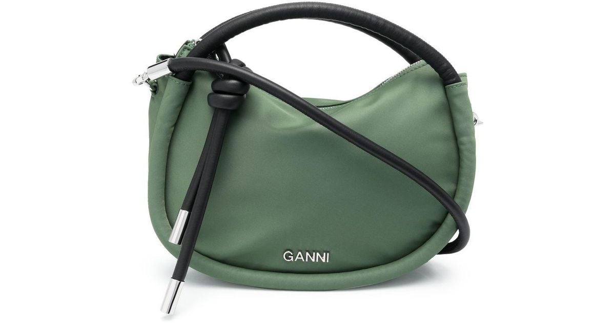 Ganni Synthetic Logo-lettering Shoulder Bag in Green | Lyst Canada