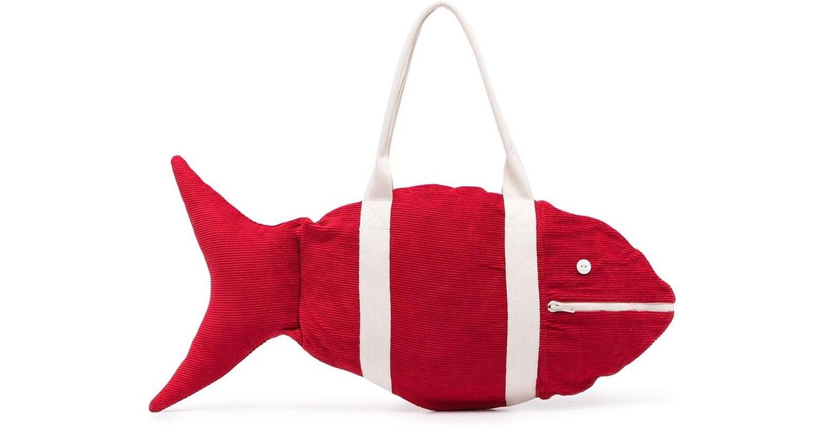 Bode Fish-shaped Tote Bag in Red for Men | Lyst