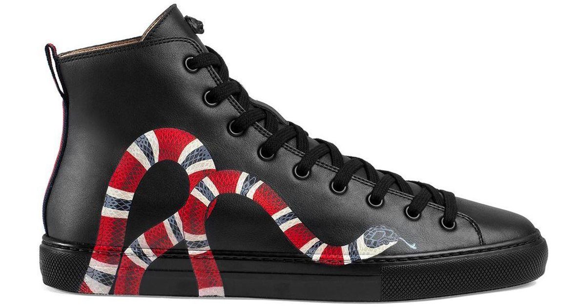 Gucci Leather High-top With Snake in Black | Lyst