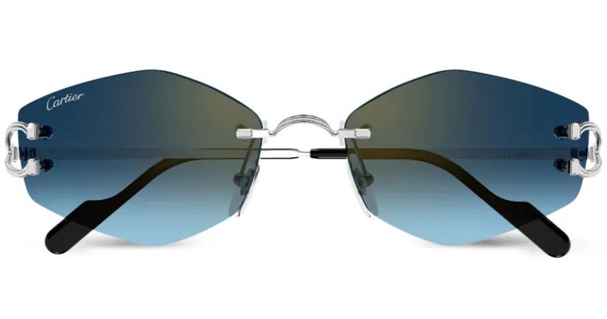 Cartier Rimless Cartier Rimless Geometric-Frame Sunglasses in Blue | Lyst