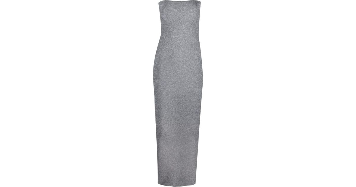 Wolford Lurex Strapless Maxi Dress in Gray | Lyst
