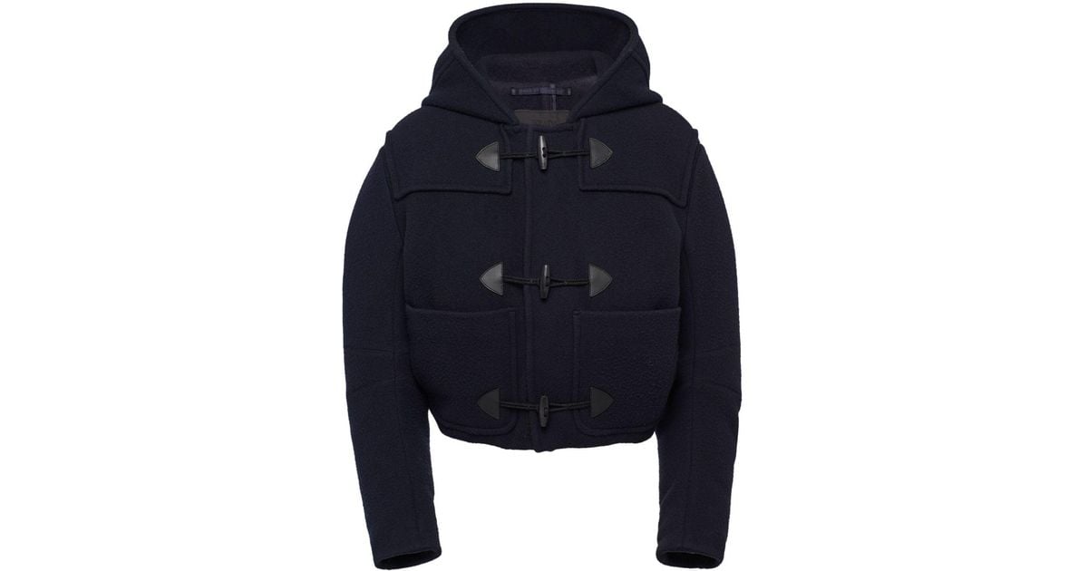 Prada Wool Cropped Duffle Coat in Blue for Men | Lyst UK