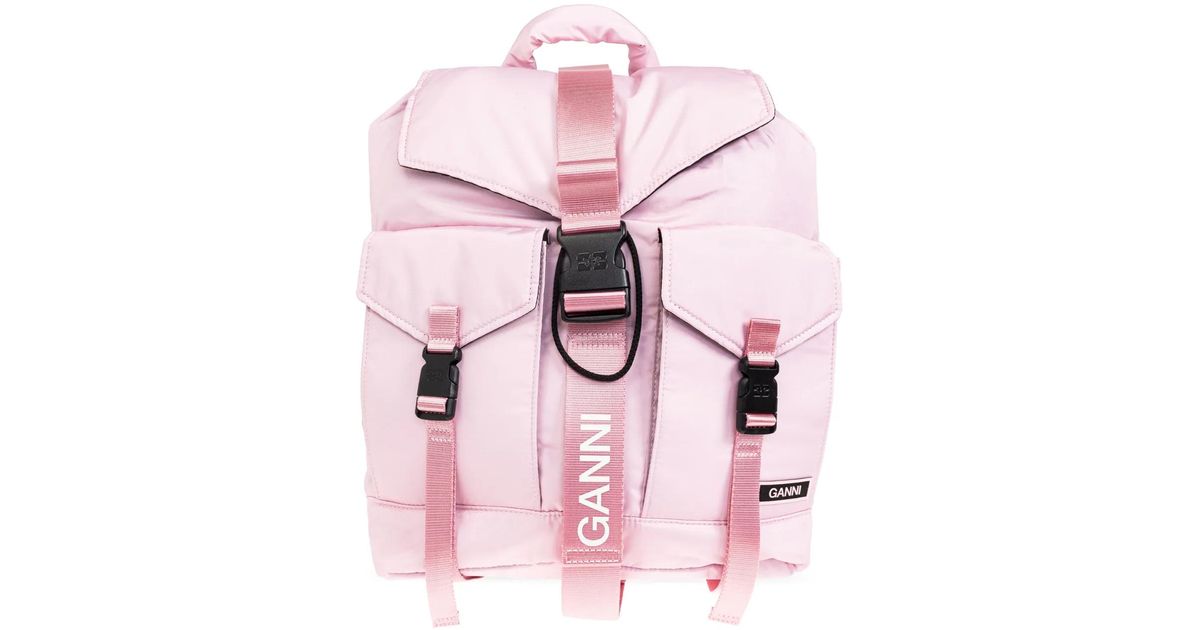 Ganni Backpack With Logo in Pink | Lyst UK