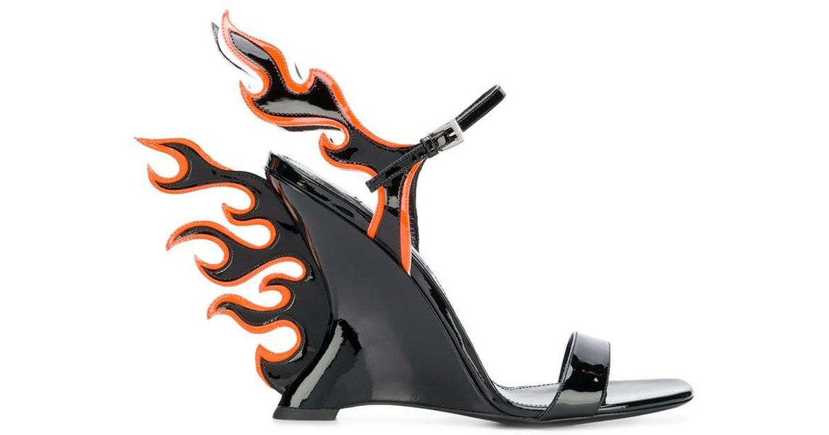 prada flame heels black