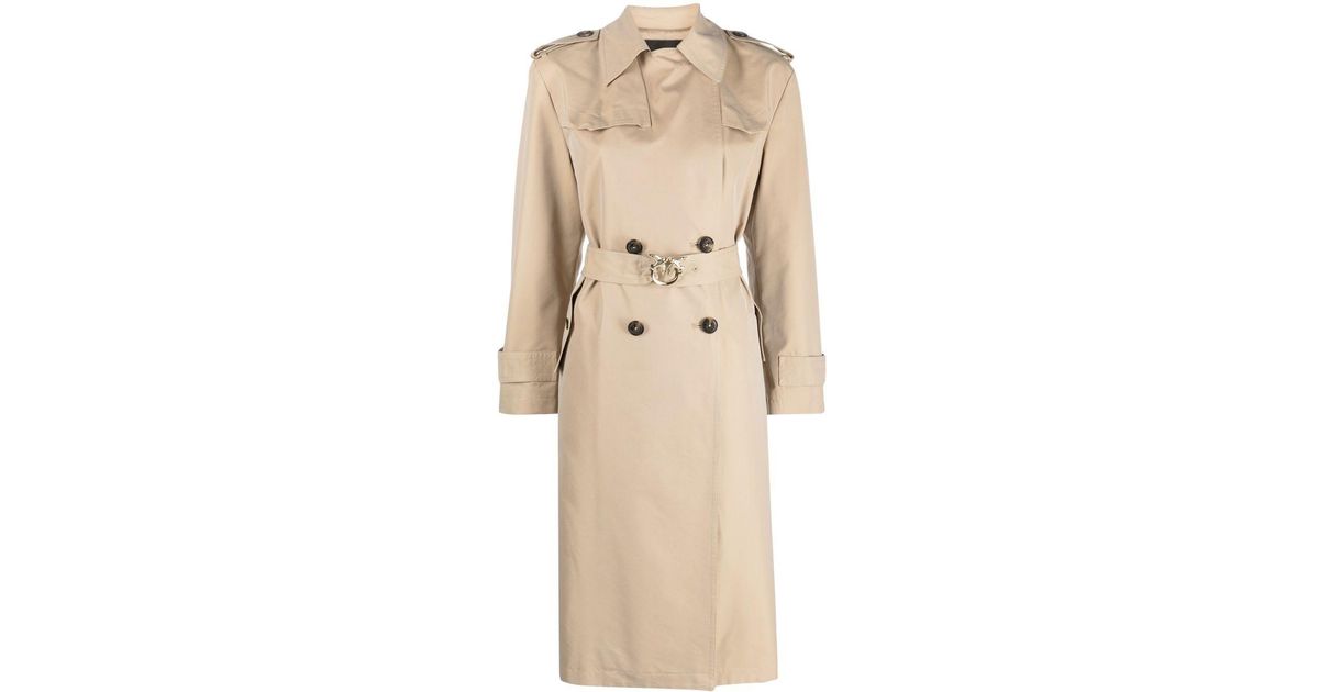 Pinko Love Birds-buckle Trench Coat in Natural | Lyst Canada