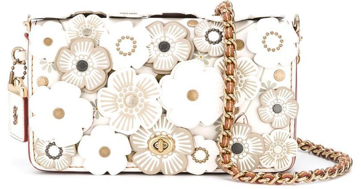 COACH Floral Print Crossbody Bag in White