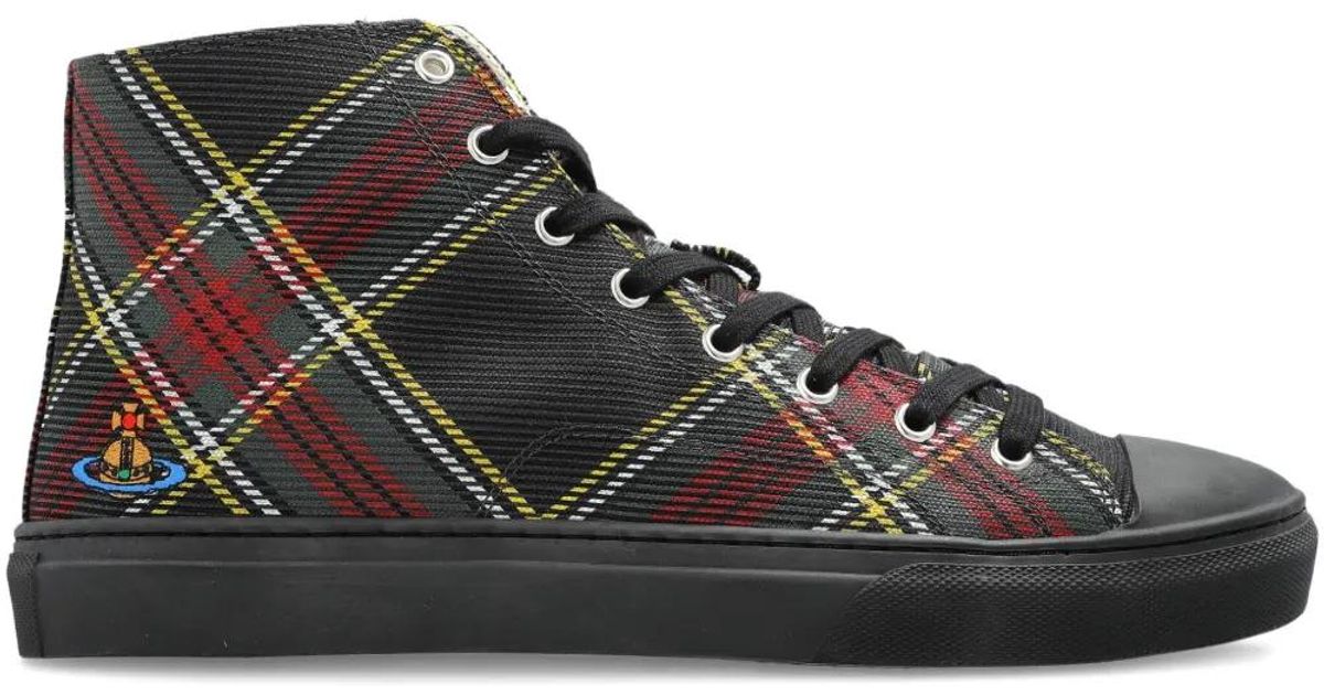 Vivienne Westwood Tartan High-Top Sneakers in Black for Men | Lyst UK