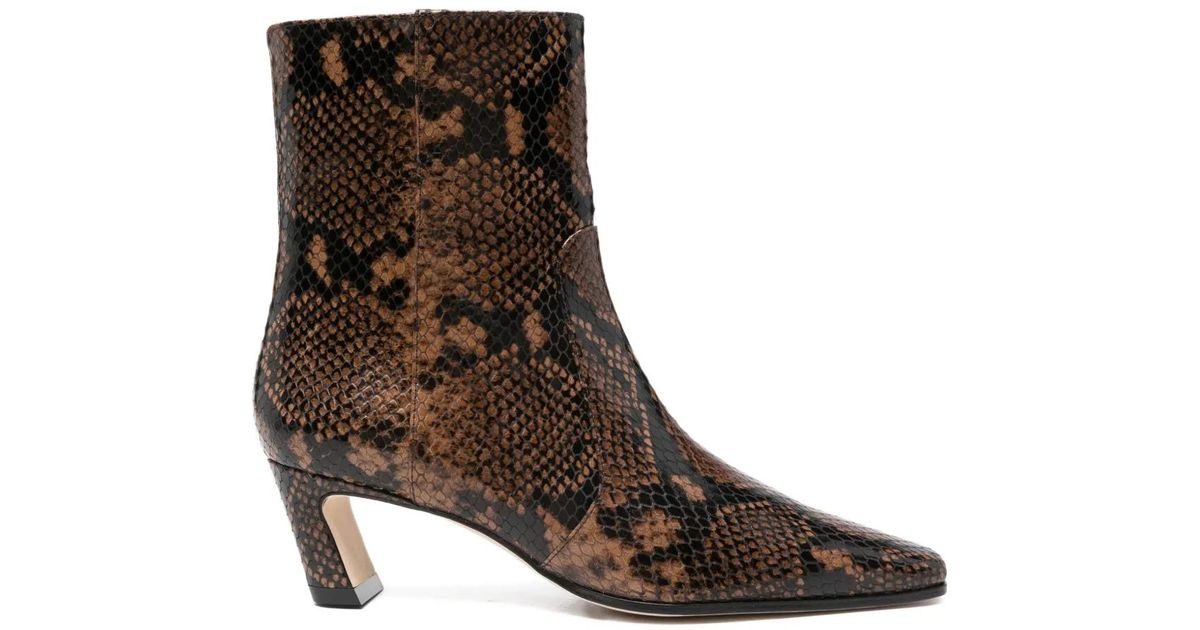 Stuart Weitzman Textured Ankle Boots With Pointed Toe in Brown | Lyst UK