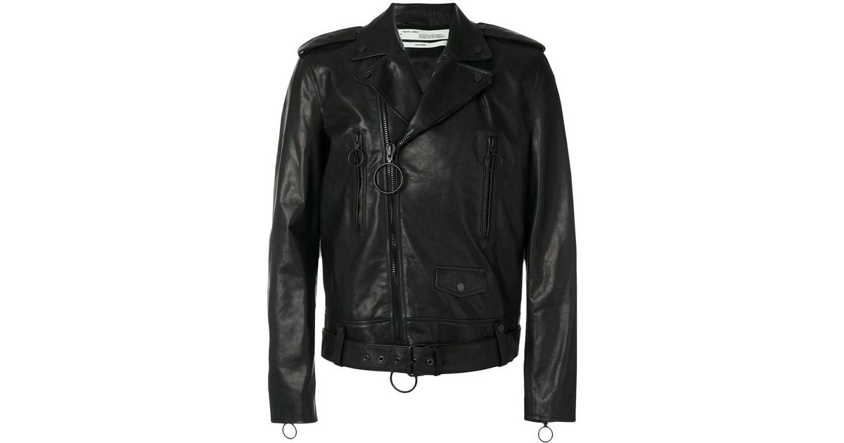 Off-White c/o Virgil Abloh Leather Arrow Biker Jacket in Black for 