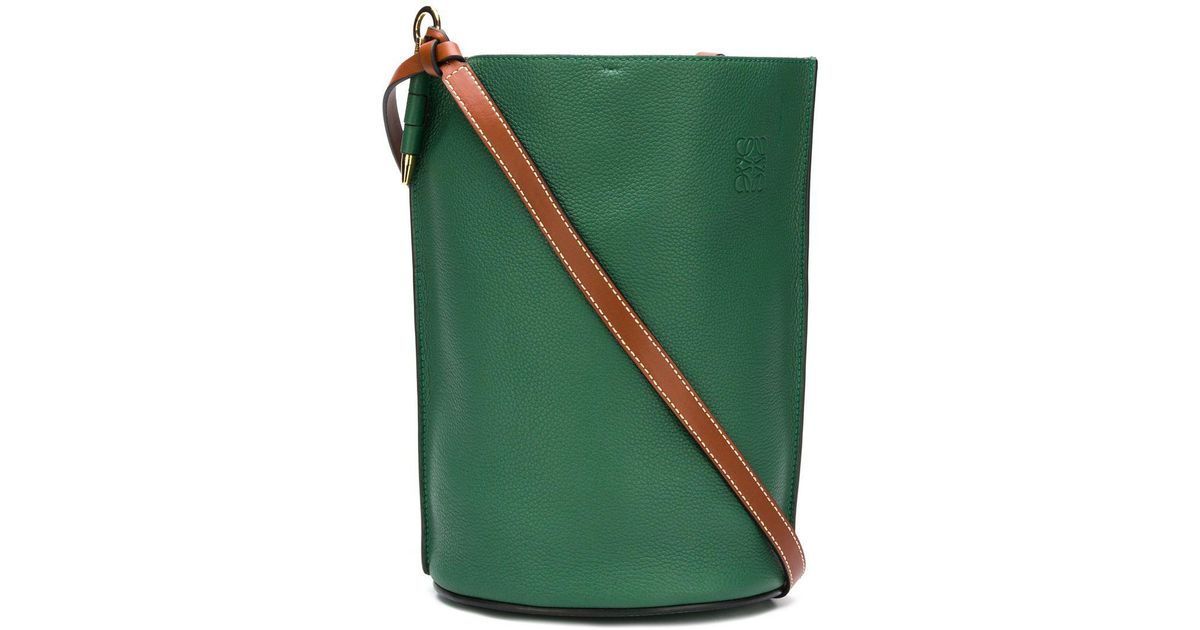 Loewe Gate Bucket Bag Grained Calfskin In Green
