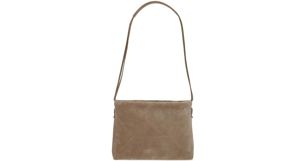 Brunello Cucinelli Bc Duo スエード ショルダーバッグ ブラウン | Lyst
