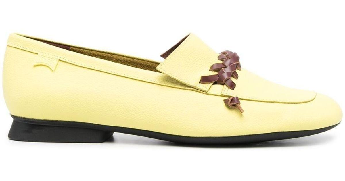 Camper Leather Braided-detail Loafers in Yellow | Lyst UK