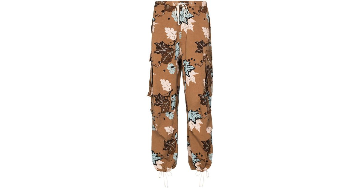leaf print cargo pants