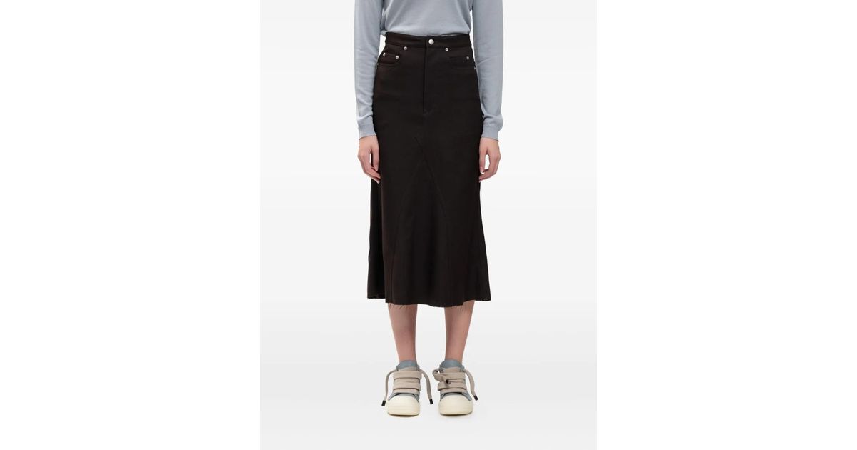 Rick Owens Godet Wool Skirt in Black | Lyst