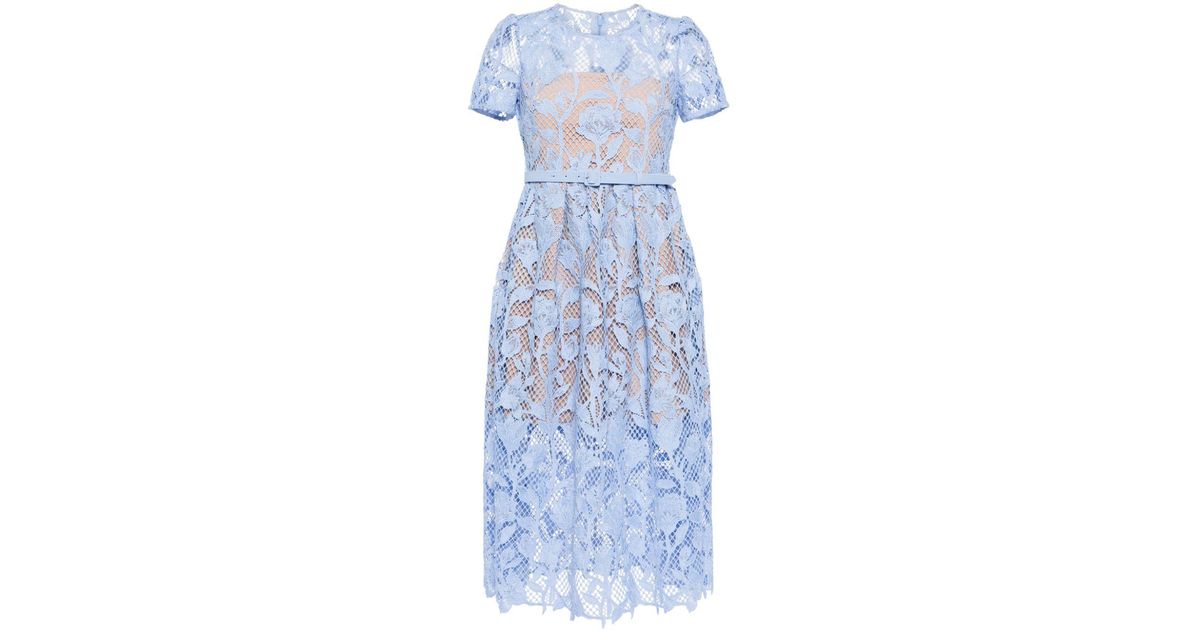 Self-Portrait Lace Dress in Blue | Lyst