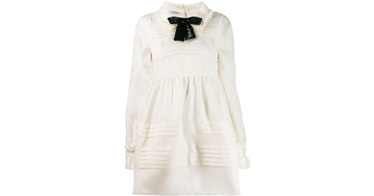 Miu Miu Pleated Babydoll Dress Lyst Australia