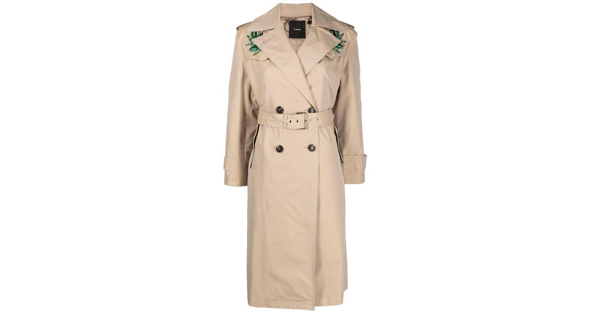 Pinko Floralembroidered Trench Coat in Natural Lyst