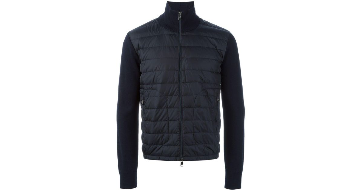 Moncler Wool Knitted Sleeve Jacket in Blue for Men - Lyst
