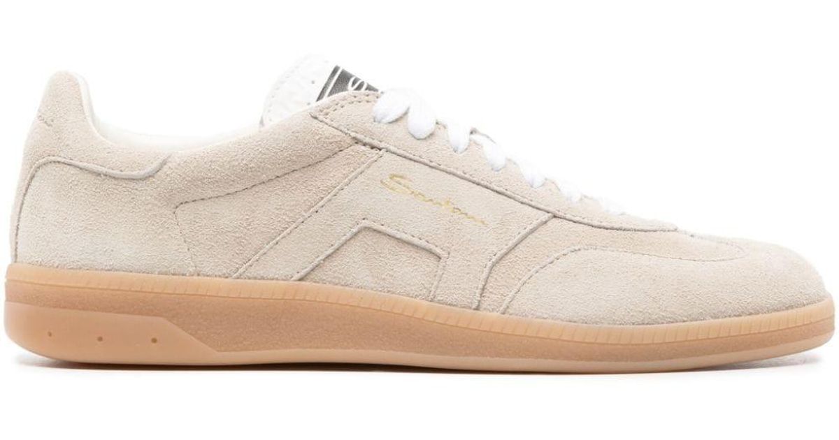 【SANTONI】DBS Olyスニーカーホワイトパープルレザースエード Santoni white violet leather suede DBS Oly sneaker