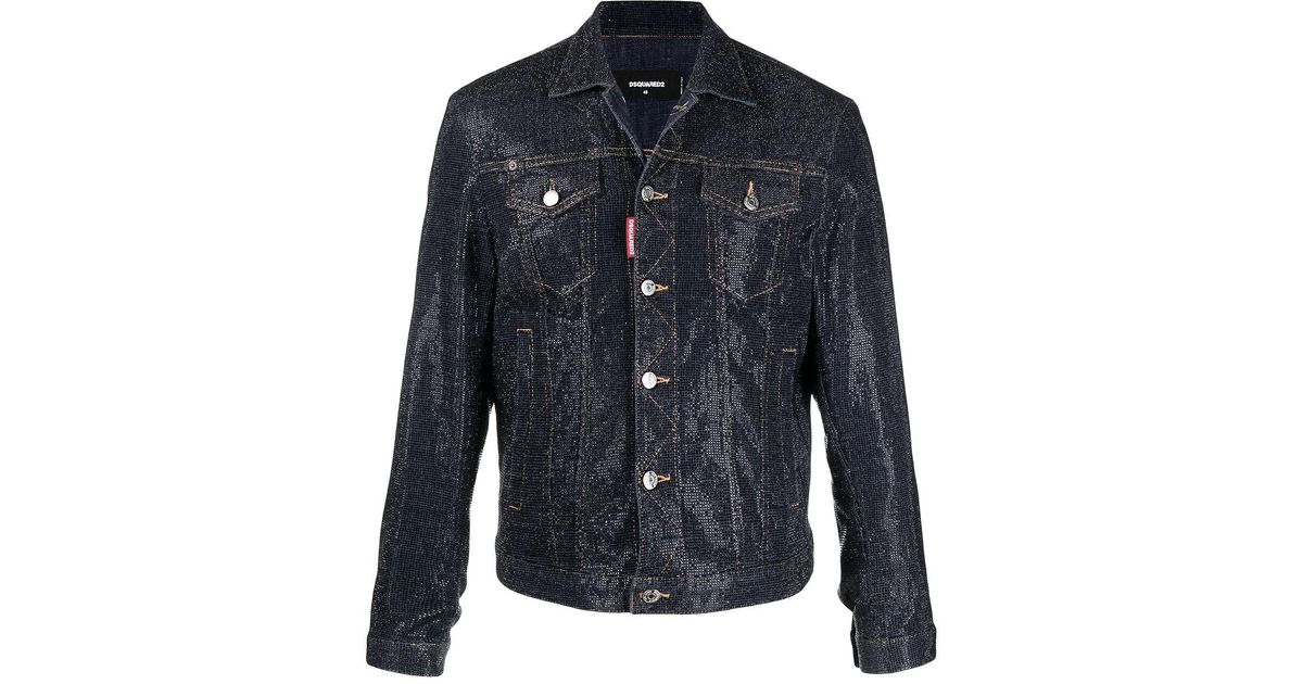 DSquared² Crystal-embellished Denim Jacket in Blue for Men Lyst