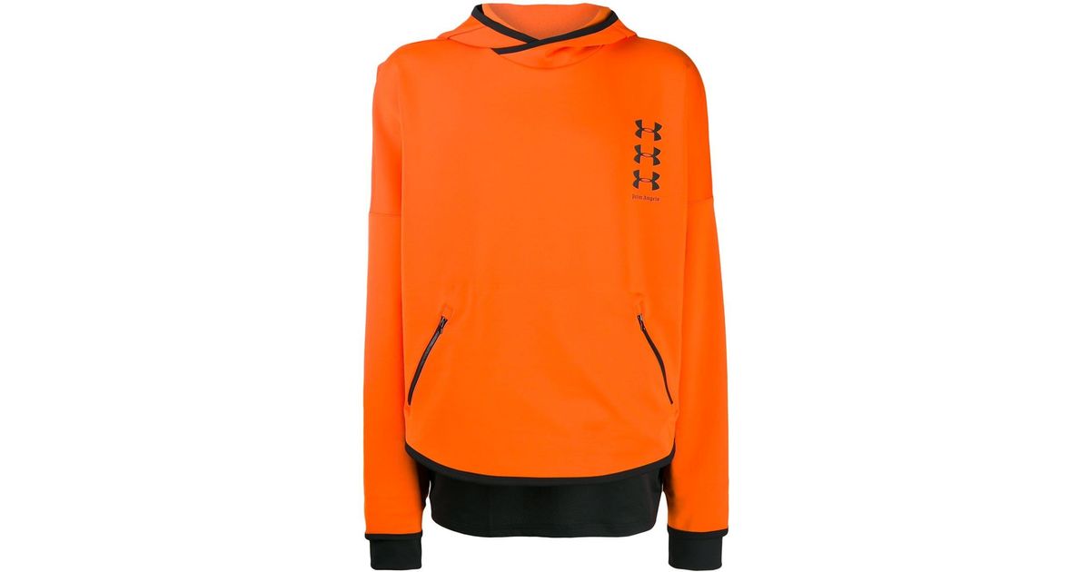 Palm Angels X Under Armour Loose Hooded Sweatshirt in Orange for 