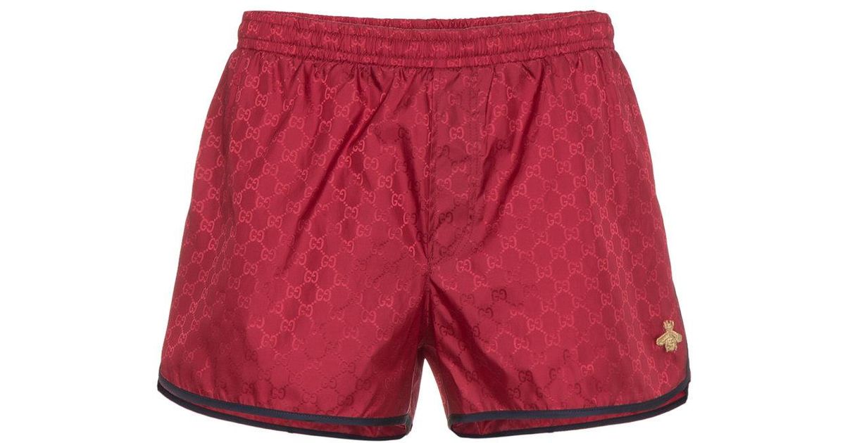 gucci swim shorts red