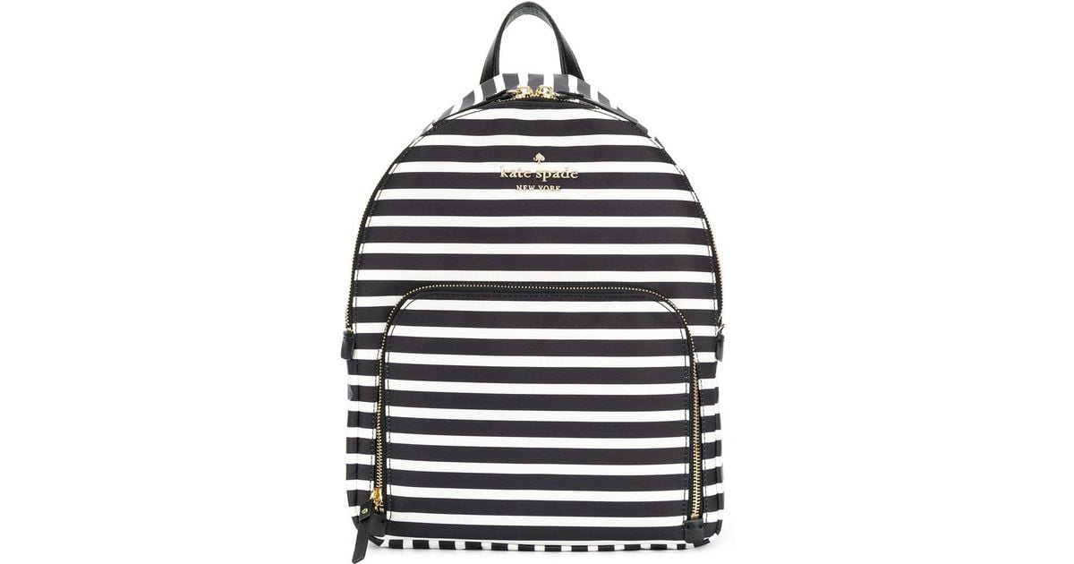 Women's Black Swirl Stripe Nylon Backpack