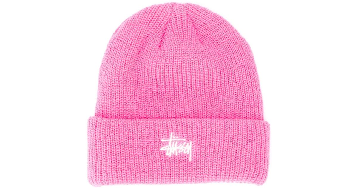 stussy pink beanie