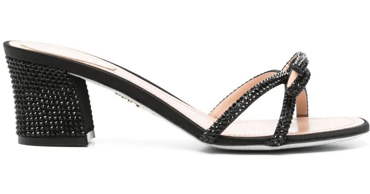Rene Caovilla Ribbon Sandals in Black | Lyst