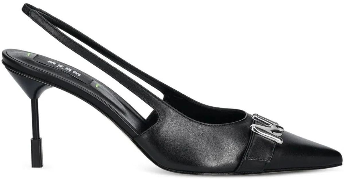 Msgm Vortex MSGM Slingback Leather Pumps in Black | Lyst
