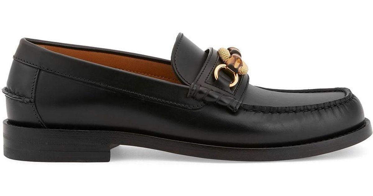Gucci Bamboo Horsebit Loafers in Black - Lyst