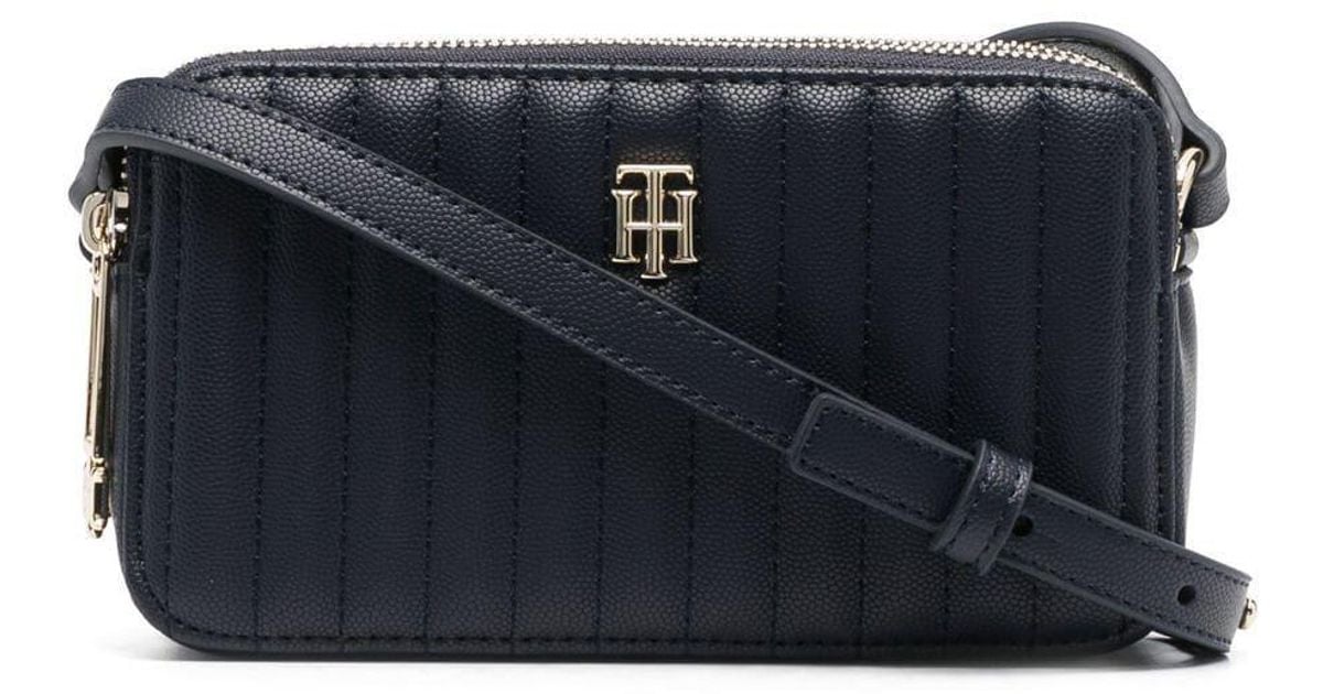 Tommy Hilfiger Leather Timeless Quilted Camera Bag in Blue | Lyst