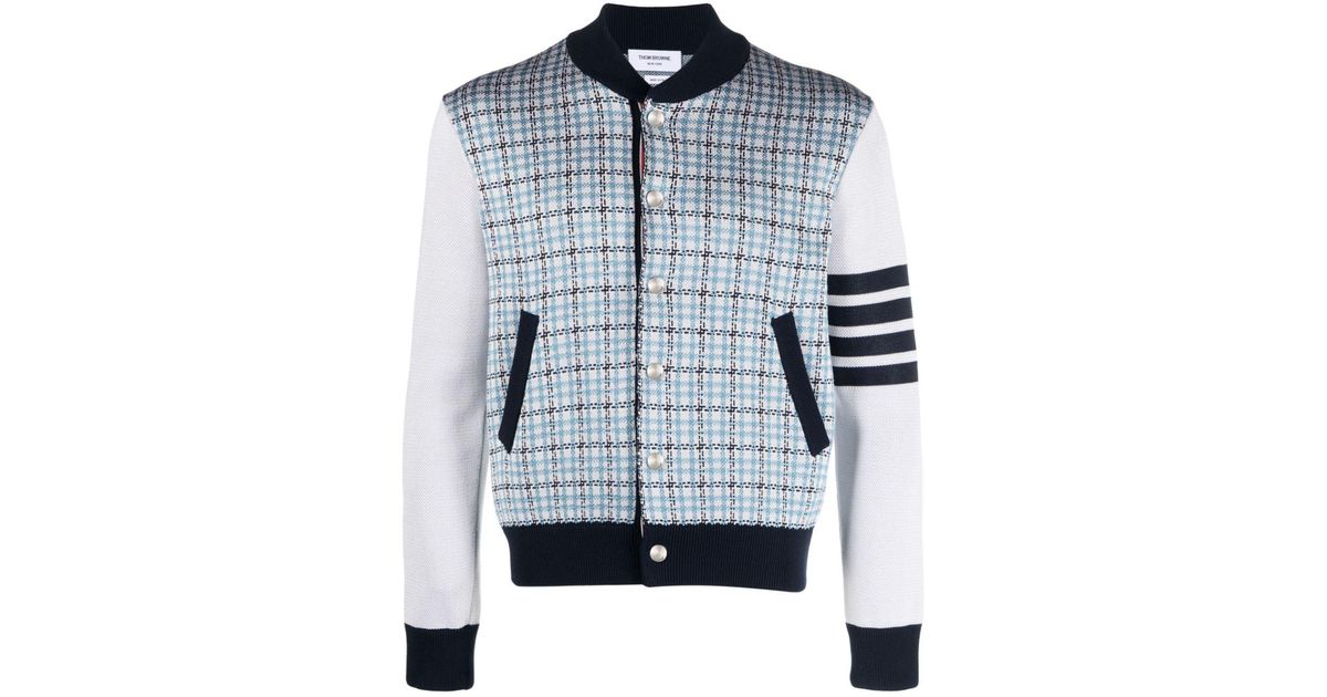 Thom Browne checked jacquard zip-up cardigan - Black