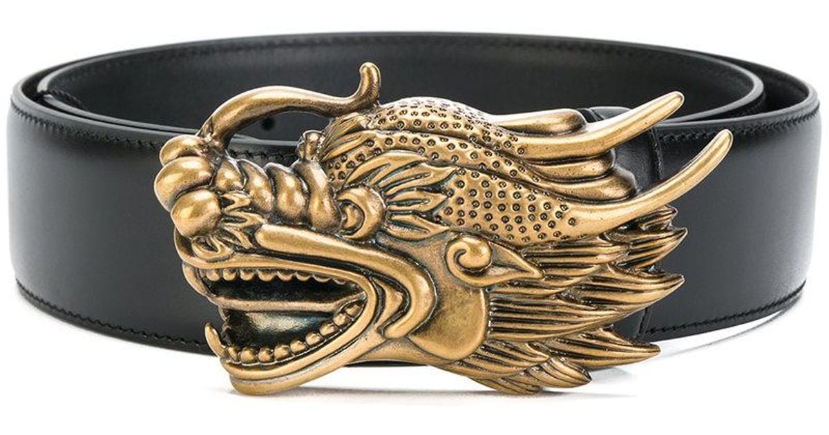 Gucci Leather Dragon Buckle Belt In Black For Men Lyst