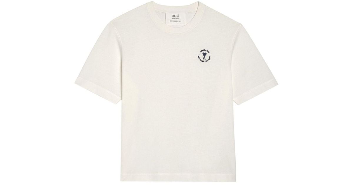 Ami Paris X Antoine Dupont Logo-embroidered T-shirt in White | Lyst