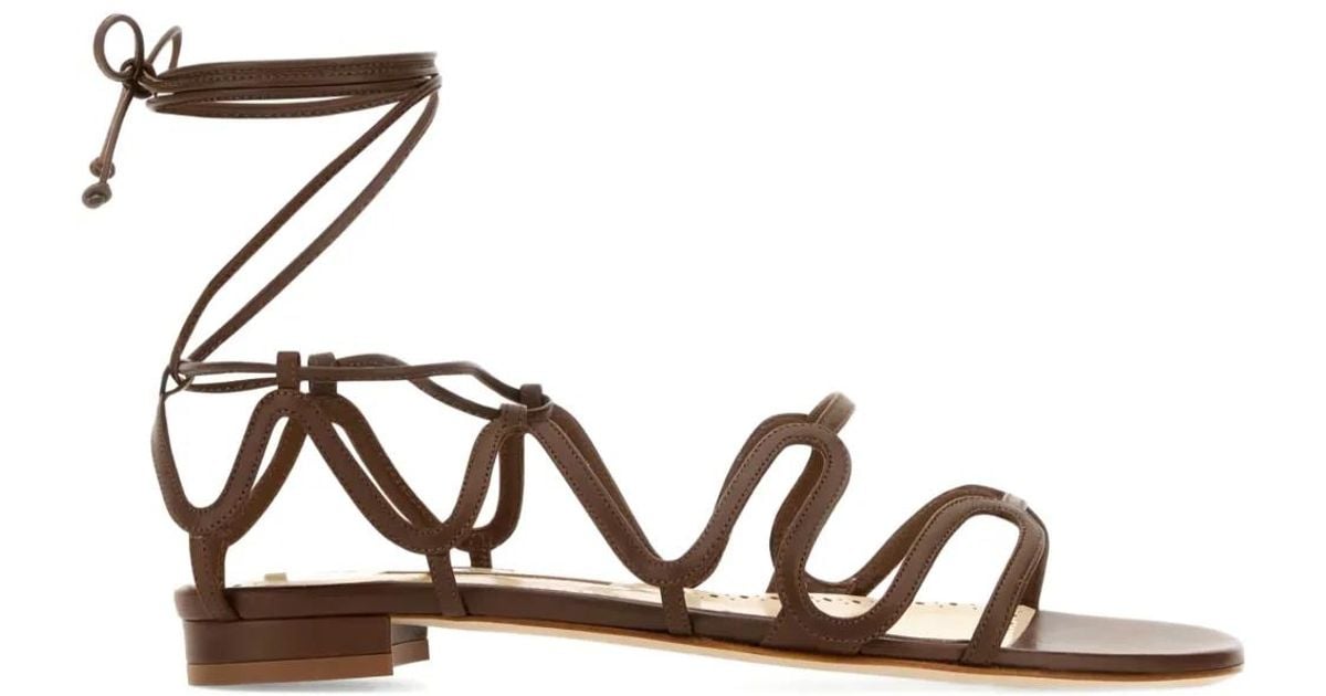 Manolo Blahnik Fawda Sandals in Brown | Lyst