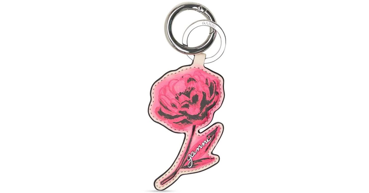 Ganni Flower Keyring in Pink | Lyst